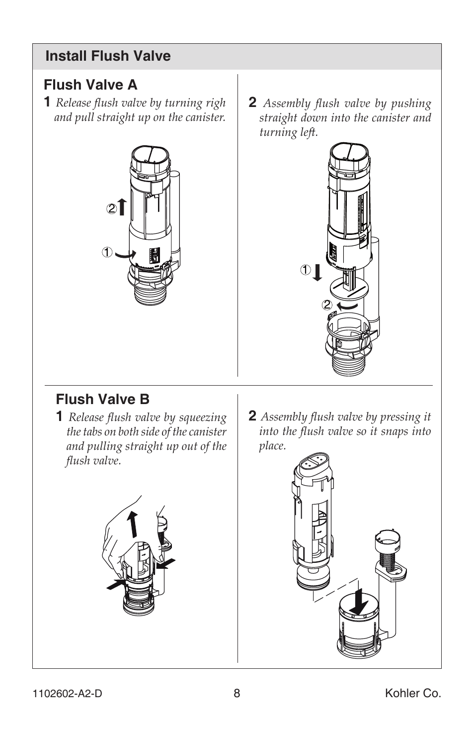 Kohler Dual-Flush	Toilet 1102602-A2-D User Manual | Page 8 / 12