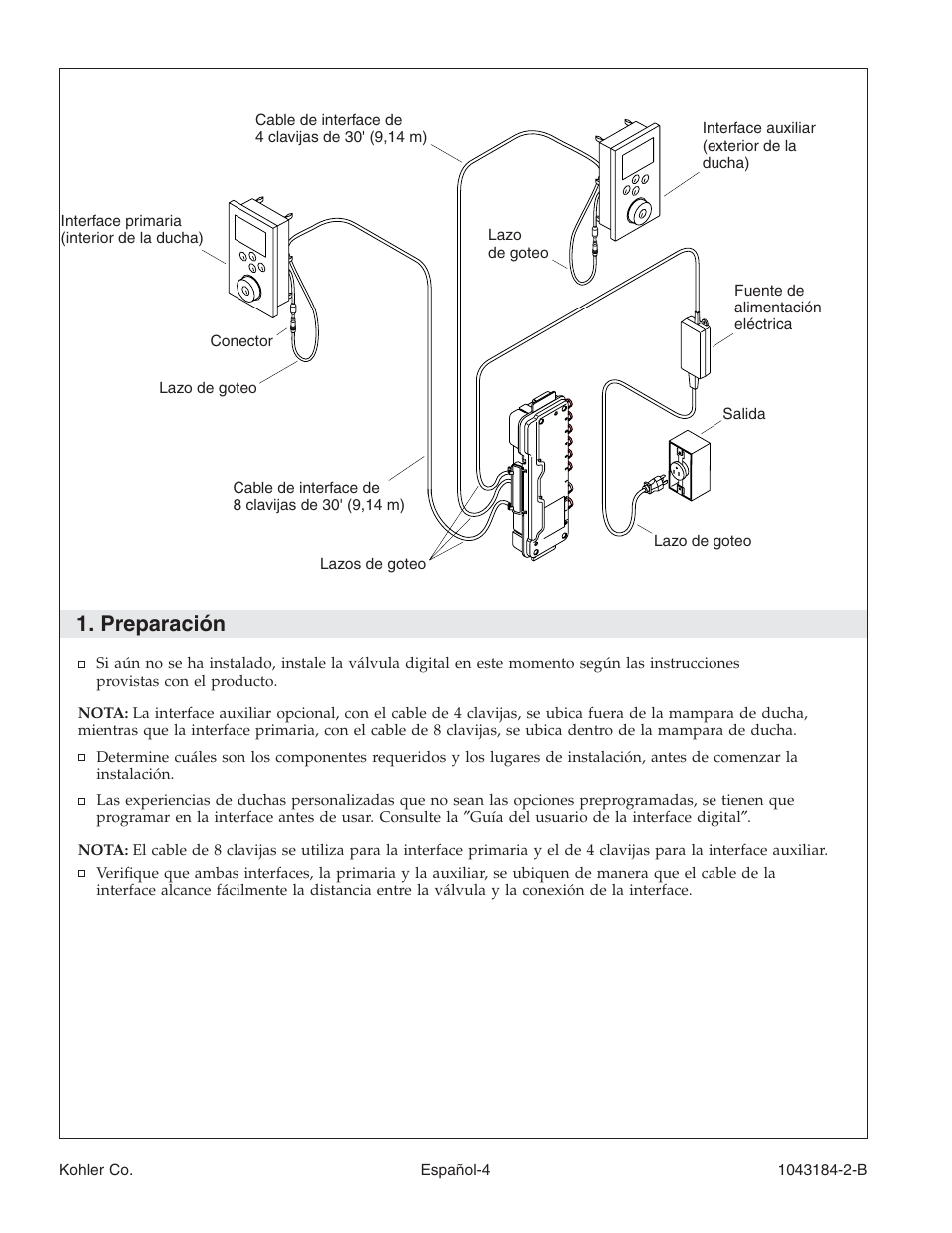 Preparación | Kohler Digital Interface K-684 User Manual | Page 27 / 36