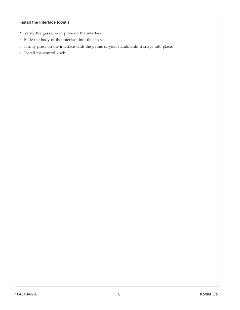 Kohler Digital Interface K-684 User Manual | Page 8 / 36