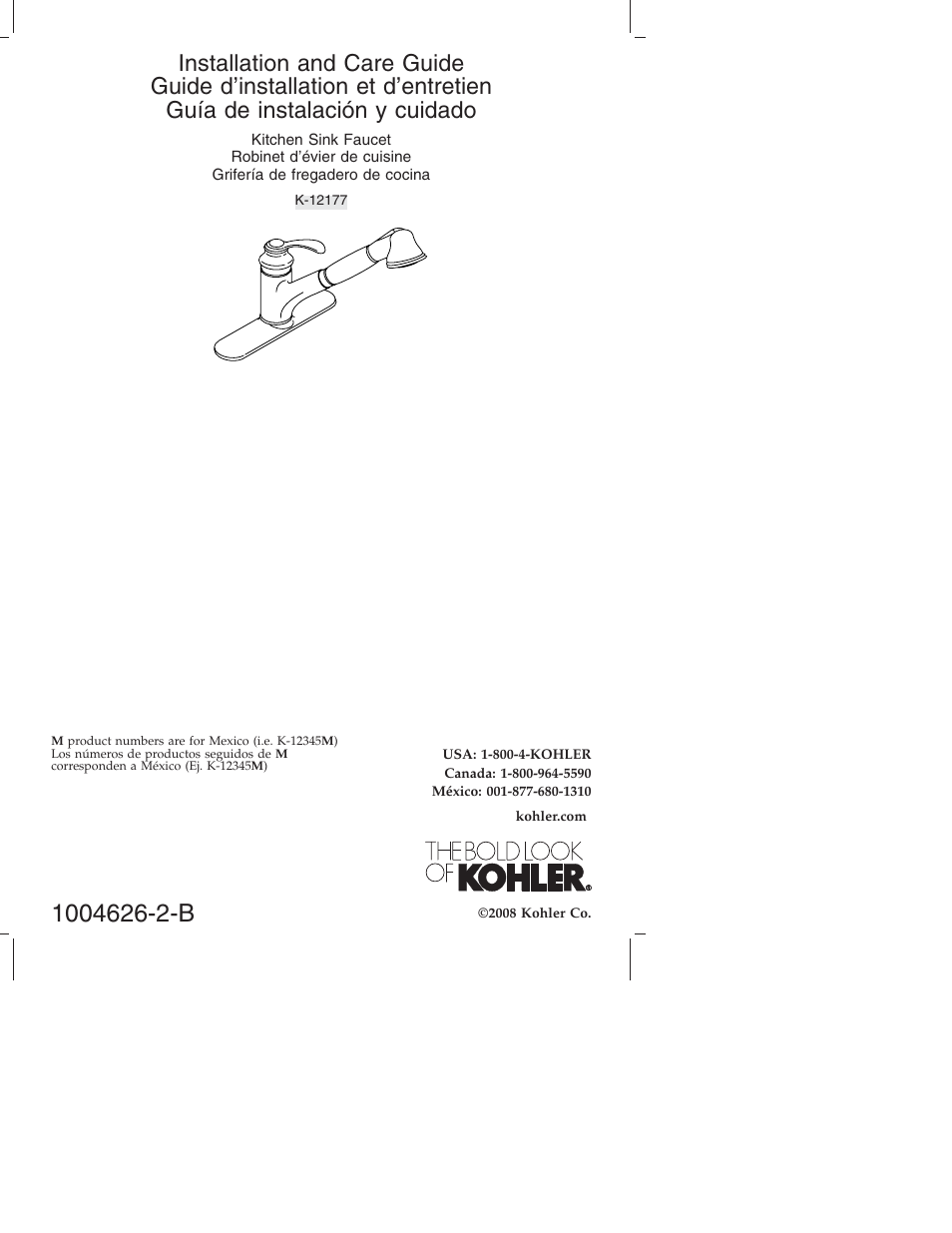 Kohler Kitchen Sink Facet K-12177 User Manual | 20 pages