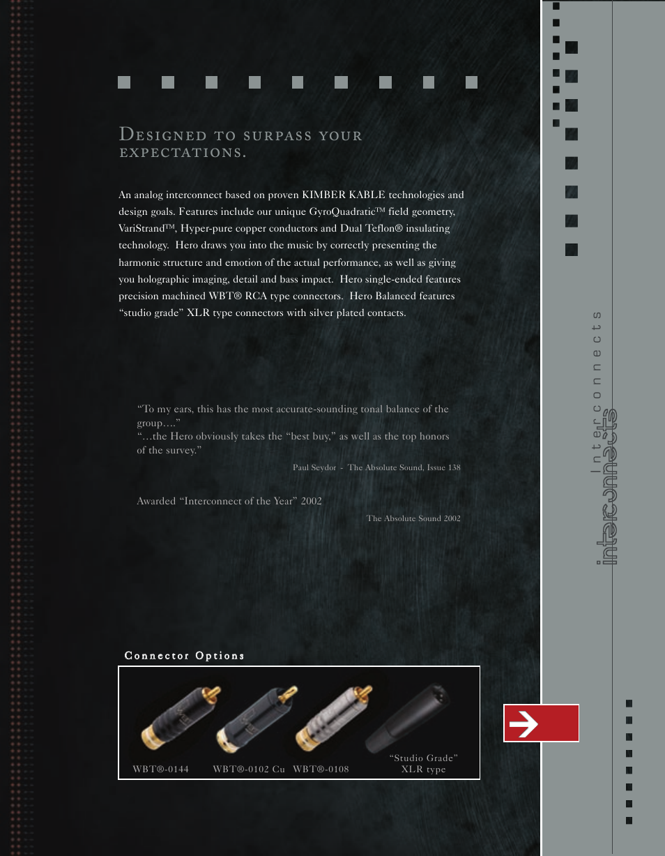 Interconnects, Designed to surpass your expectations | Kimber Kable Music Harmony with Science PowerKordsTM User Manual | Page 11 / 84