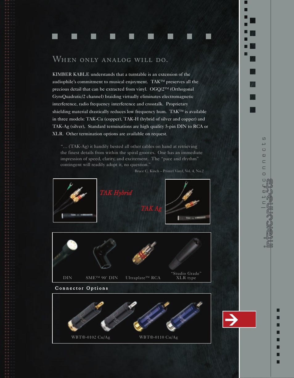 Interconnects, When only analog will do, Tta ak k h hyyb brriid d t ta ak k a agg | Kimber Kable Music Harmony with Science PowerKordsTM User Manual | Page 17 / 84