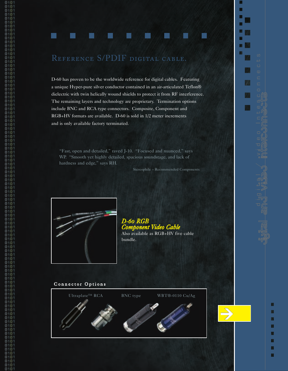 Digital and video interconnects, Reference s/pdif digital cable | Kimber Kable Music Harmony with Science PowerKordsTM User Manual | Page 31 / 84