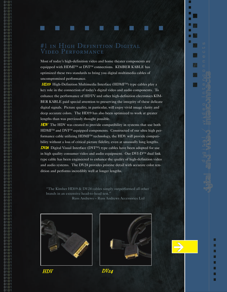 Digital and video interconnects, 1 in high definition digital video performance | Kimber Kable Music Harmony with Science PowerKordsTM User Manual | Page 39 / 84