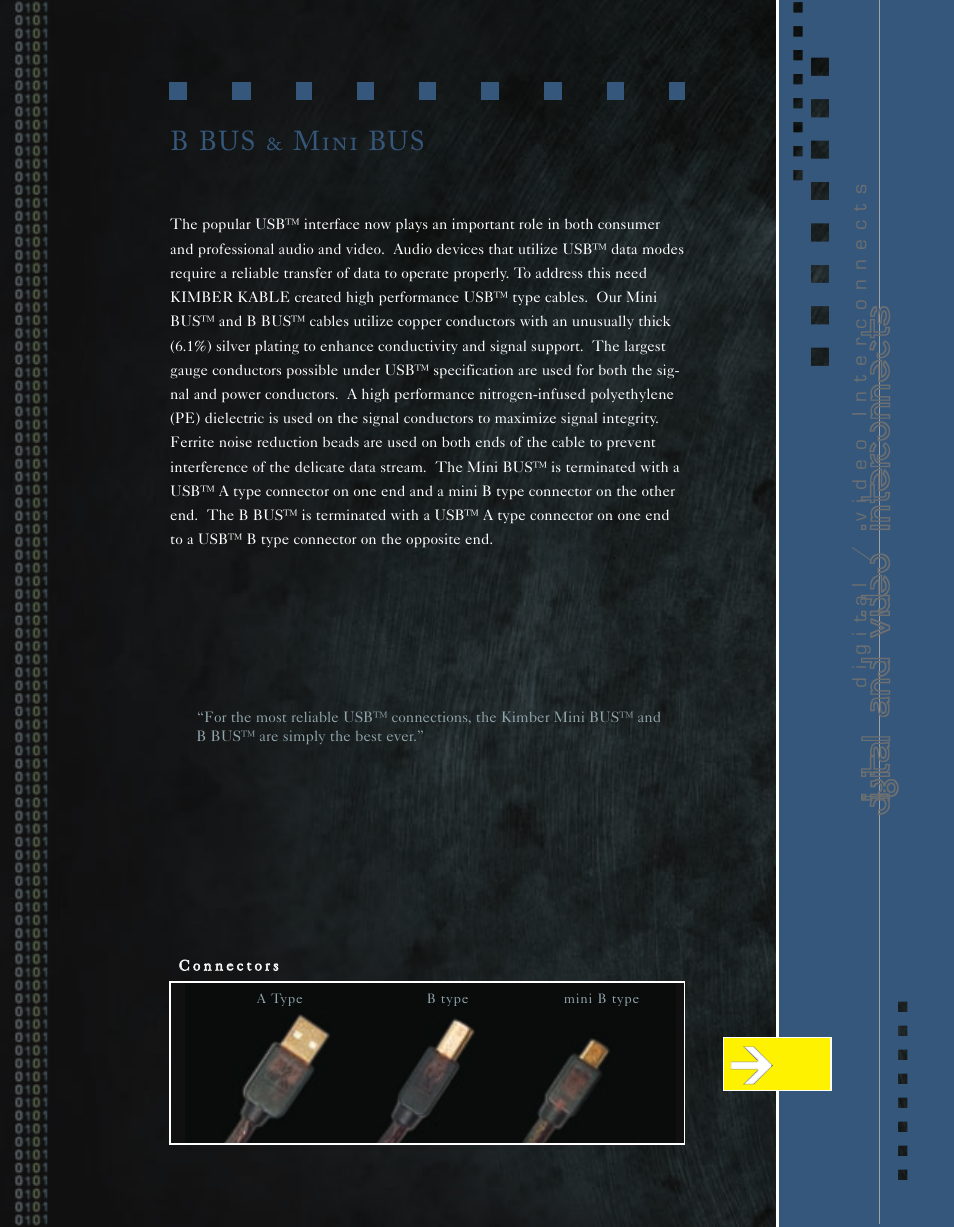 Digital and video interconnects, B bus & mini bus, Digital / video interconnects | Kimber Kable Music Harmony with Science PowerKordsTM User Manual | Page 41 / 84