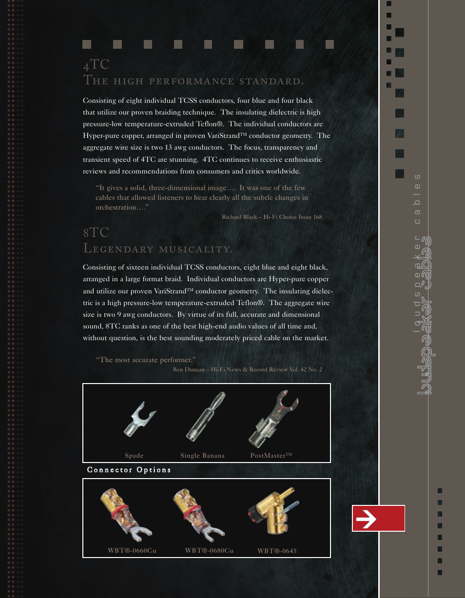 Loudspeaker cables, 4tc the high performance standard, 8tc legendary musicality | Kimber Kable Music Harmony with Science PowerKordsTM User Manual | Page 49 / 84