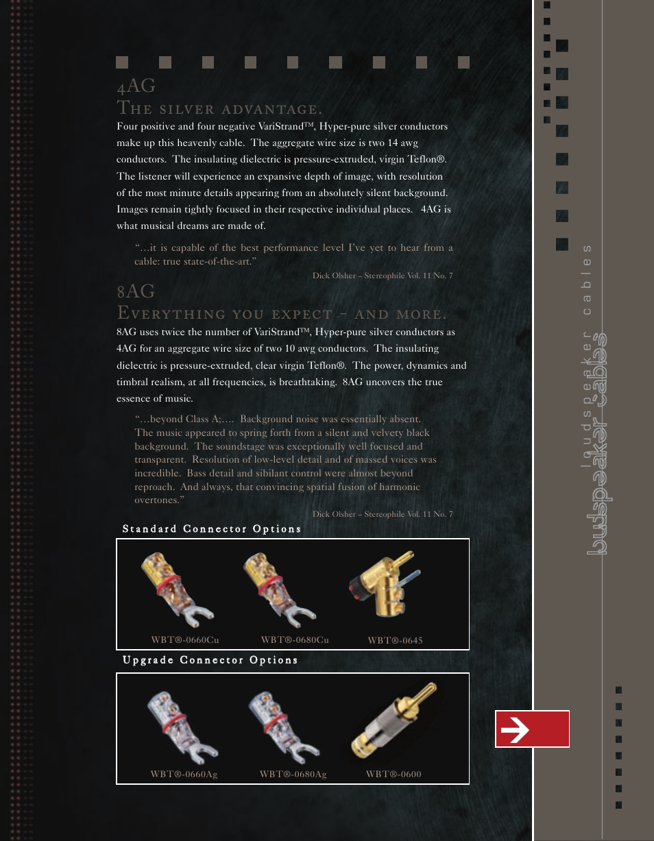 Loudspeaker cables, 4ag the silver advantage, 8ag everything you expect - and more | Kimber Kable Music Harmony with Science PowerKordsTM User Manual | Page 51 / 84