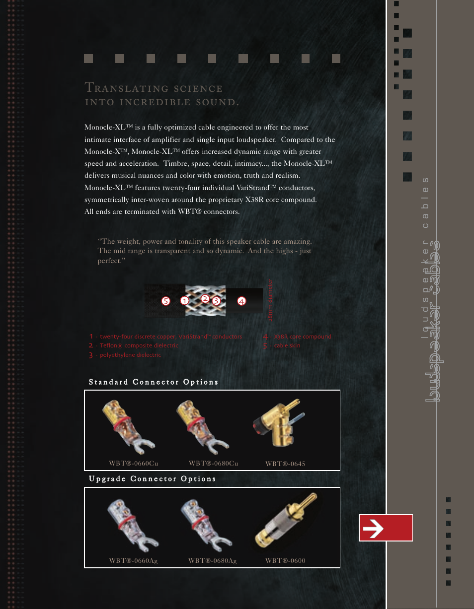 Loudspeaker cables, Translating science into incredible sound | Kimber Kable Music Harmony with Science PowerKordsTM User Manual | Page 55 / 84