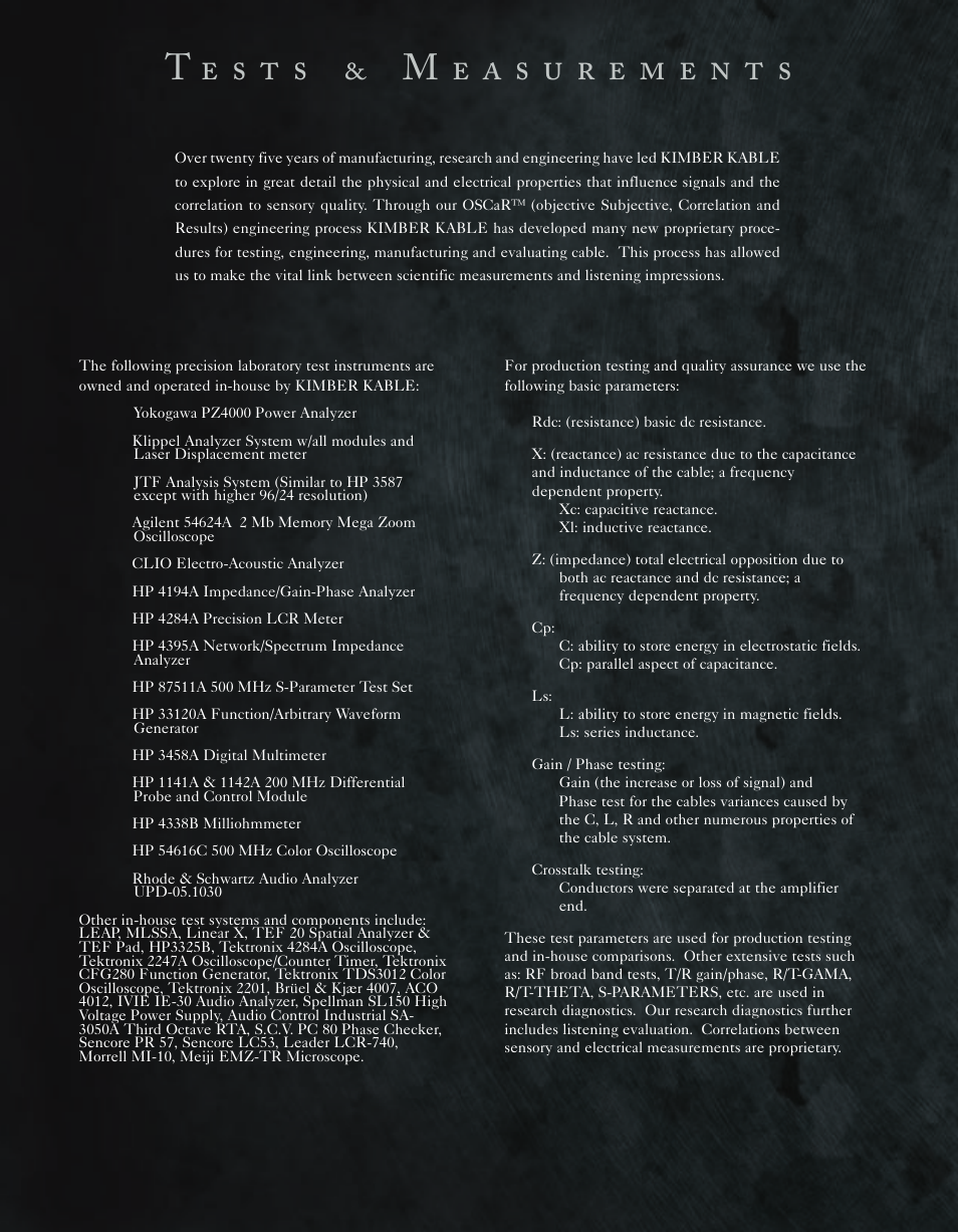Kimber Kable Music Harmony with Science PowerKordsTM User Manual | Page 75 / 84