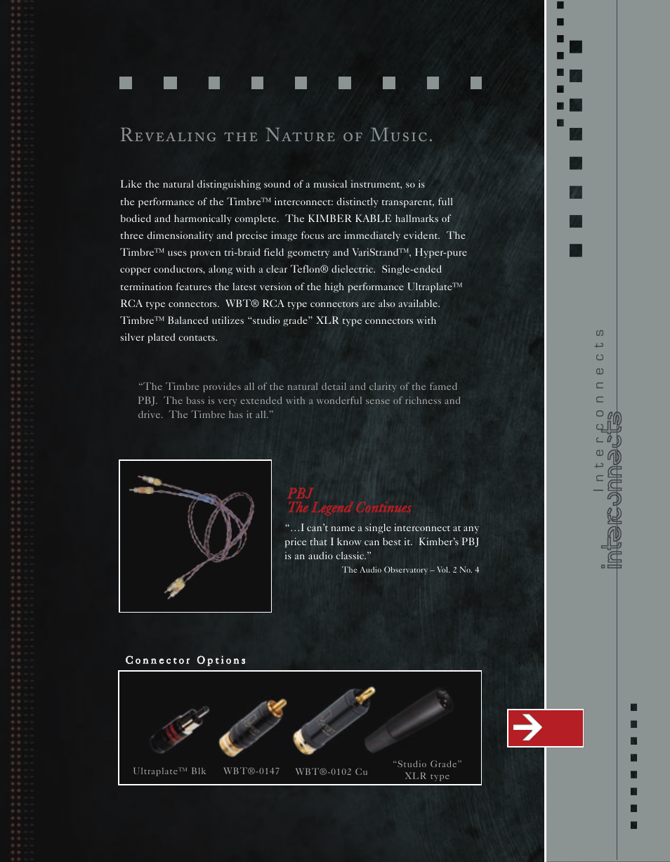 Interconnects, Revealing the nature of music | Kimber Kable Music Harmony with Science PowerKordsTM User Manual | Page 9 / 84