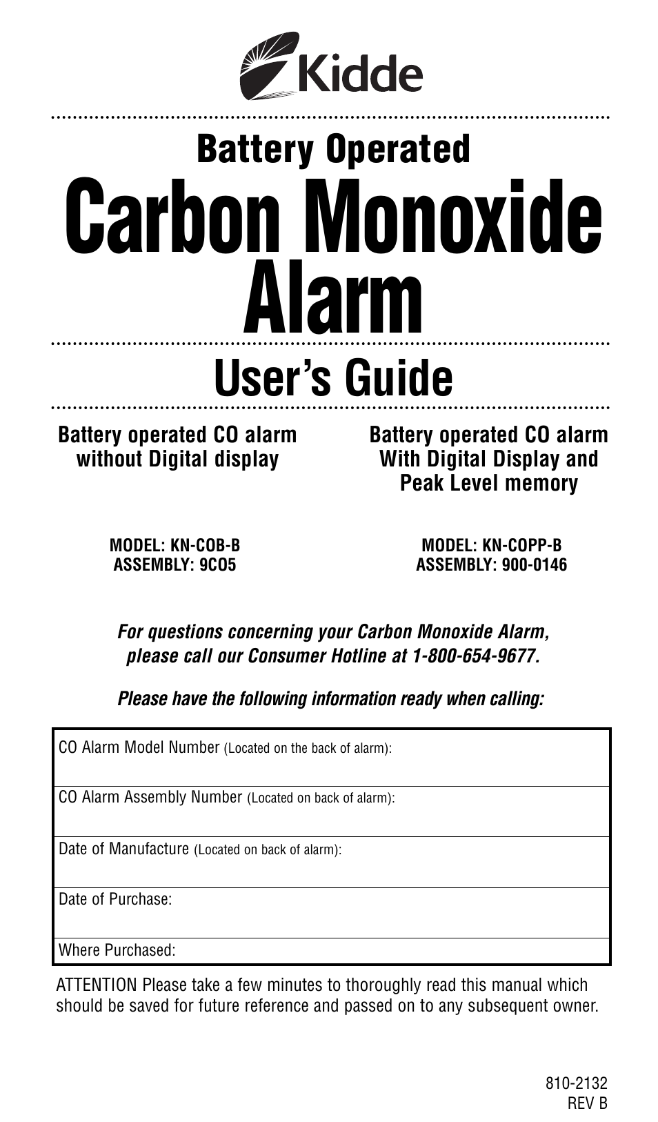 Kidde KN-COB-B User Manual | 15 pages