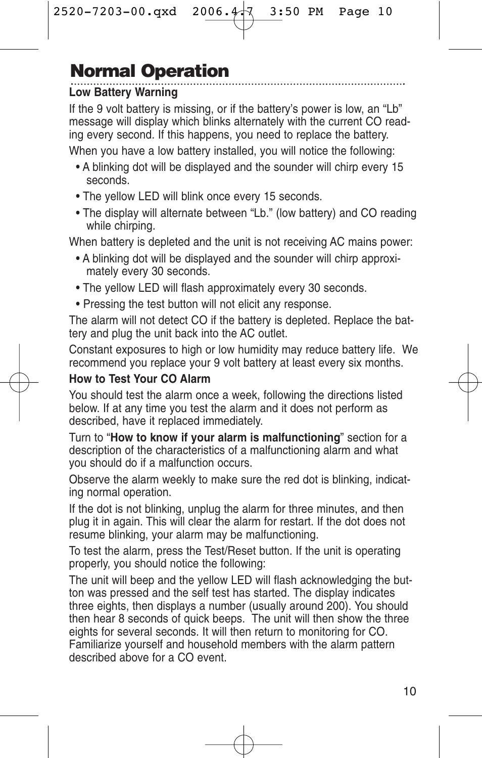 Normal operation | Kidde KN-COPD-3-UK User Manual | Page 12 / 29