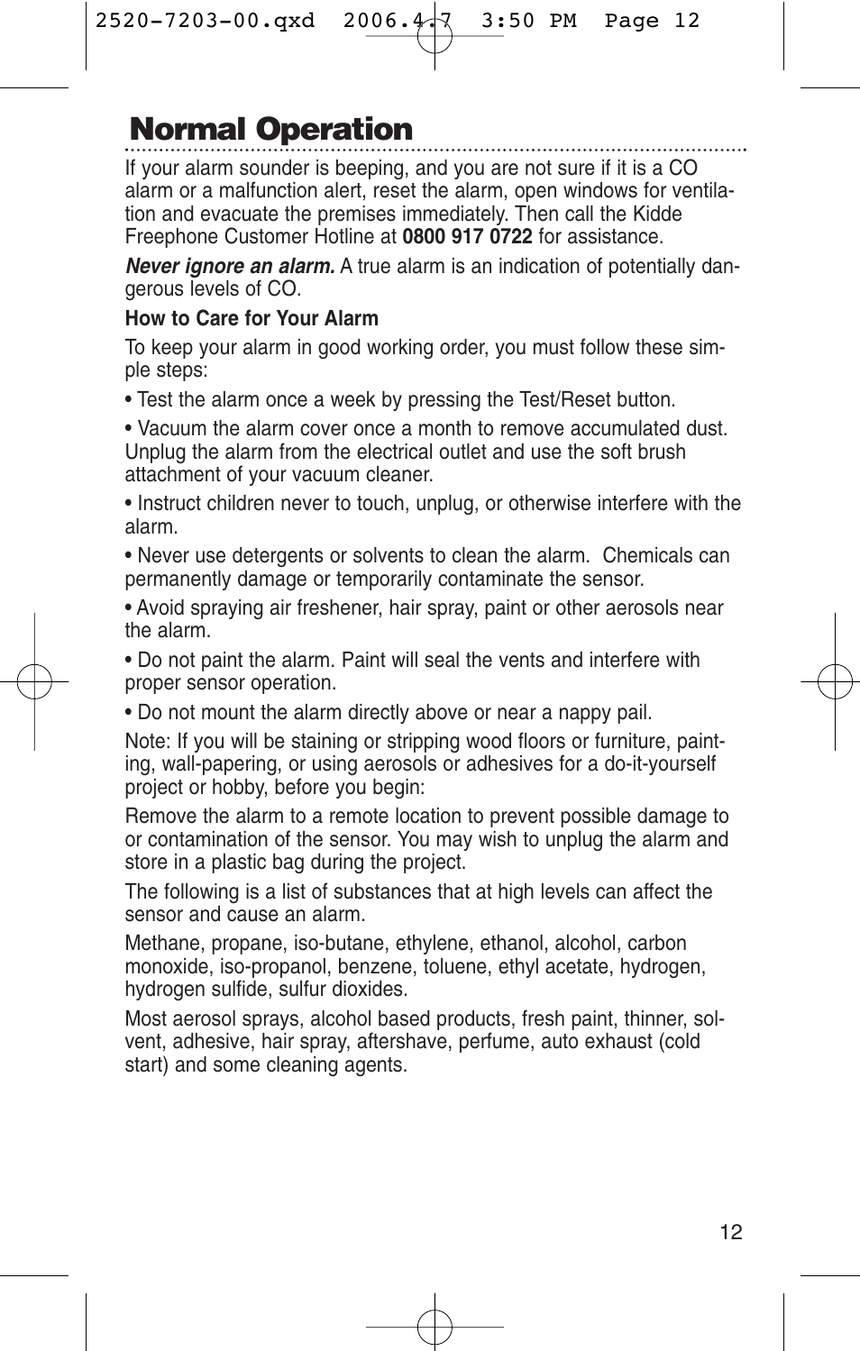 Normal operation | Kidde KN-COPD-3-UK User Manual | Page 14 / 29