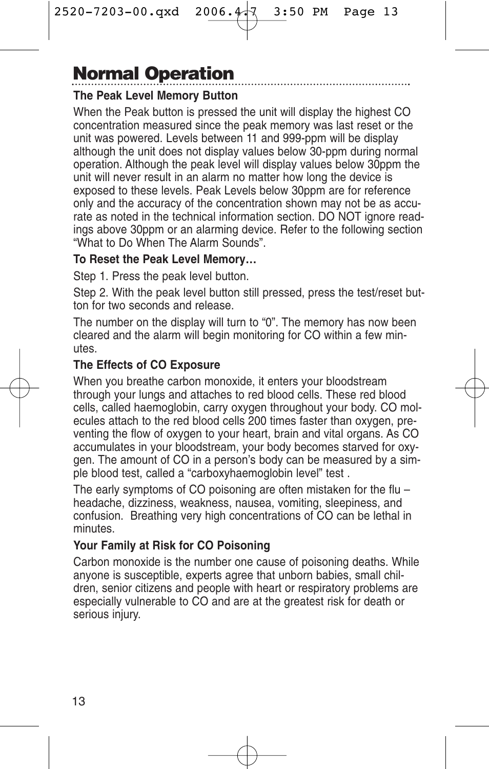 Normal operation | Kidde KN-COPD-3-UK User Manual | Page 15 / 29