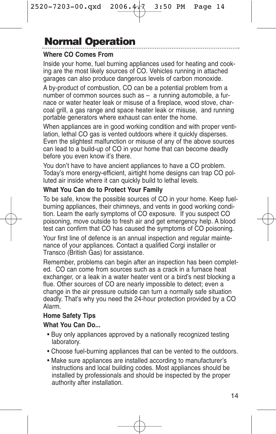 Normal operation | Kidde KN-COPD-3-UK User Manual | Page 16 / 29