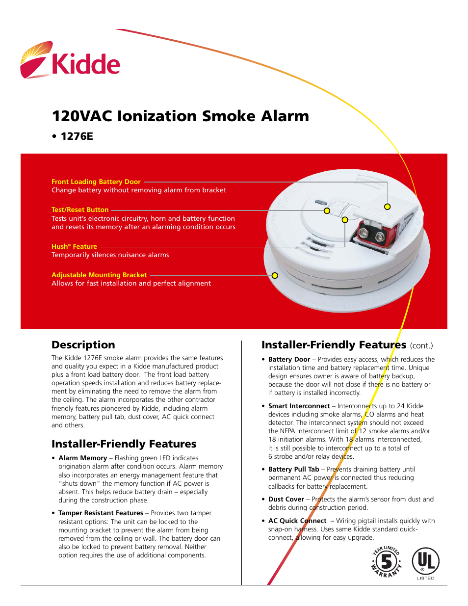 Kidde 1276E User Manual | 2 pages