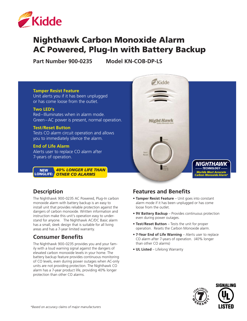 Kidde KN-COB-DP-LS User Manual | 2 pages