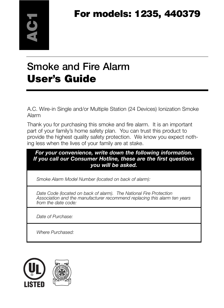 Kidde 1235 User Manual | 6 pages