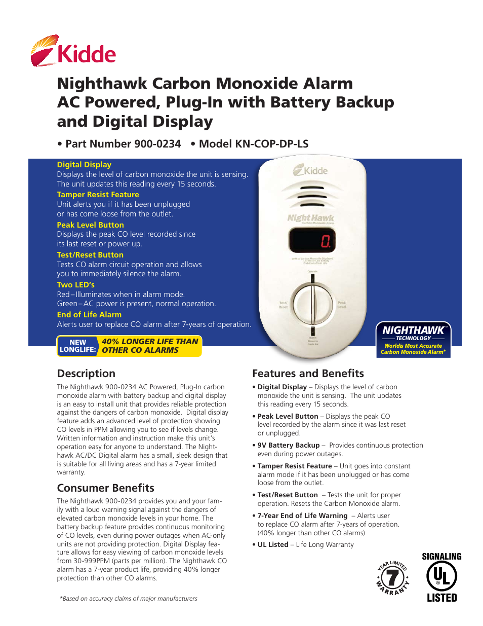 Kidde KN-COP-DP-LS User Manual | 2 pages