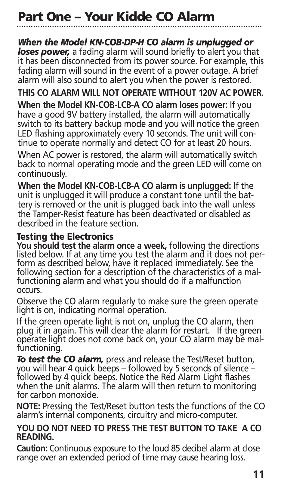 Part one – your kidde co alarm | Kidde KN-COB-LCB-A User Manual | Page 13 / 25
