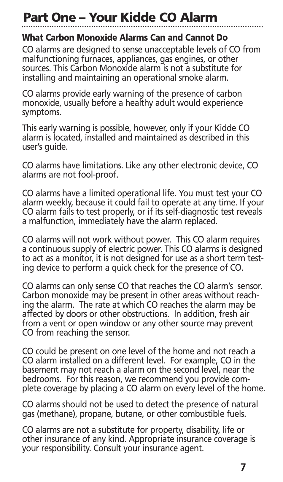 Part one – your kidde co alarm | Kidde KN-COB-LCB-A User Manual | Page 9 / 25