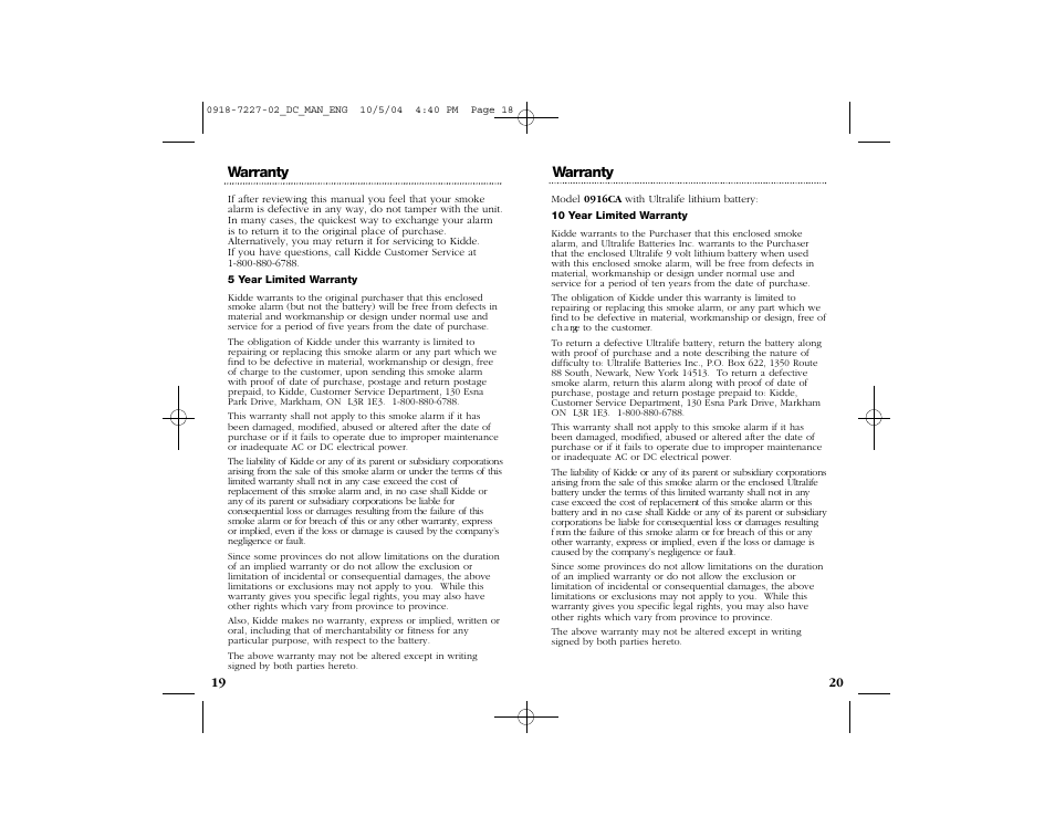 Kidde 0915CA User Manual | Page 11 / 12