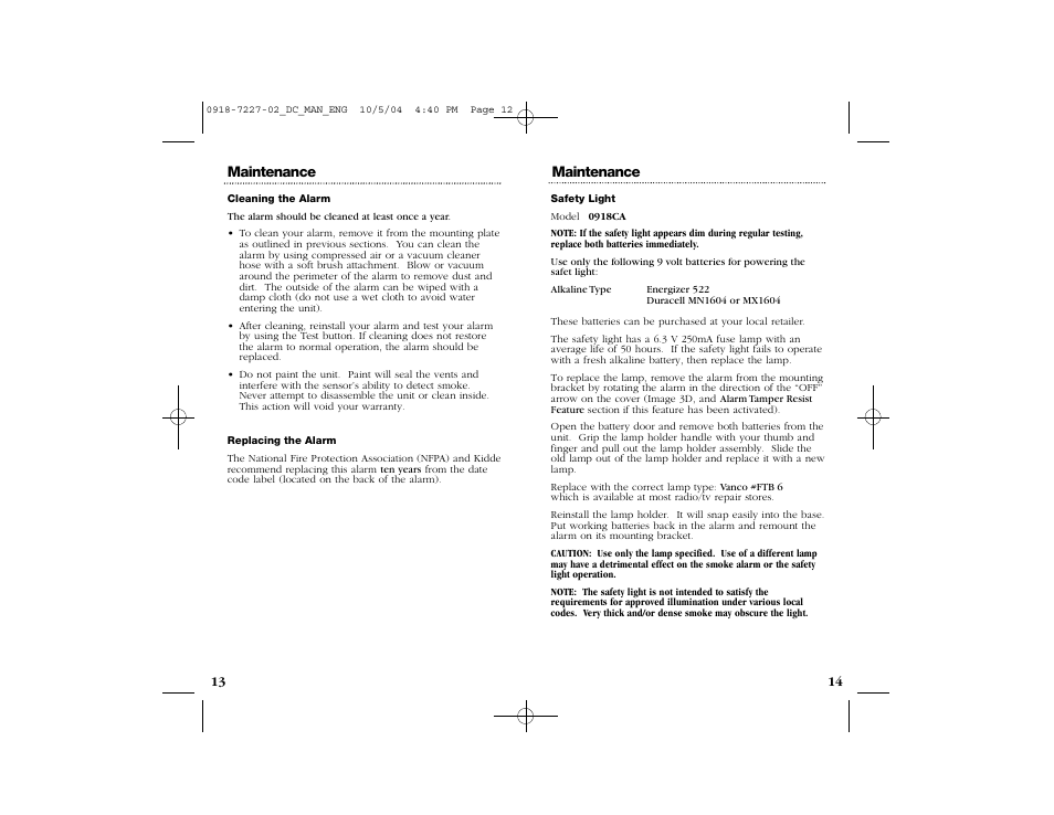 Kidde 0915CA User Manual | Page 8 / 12