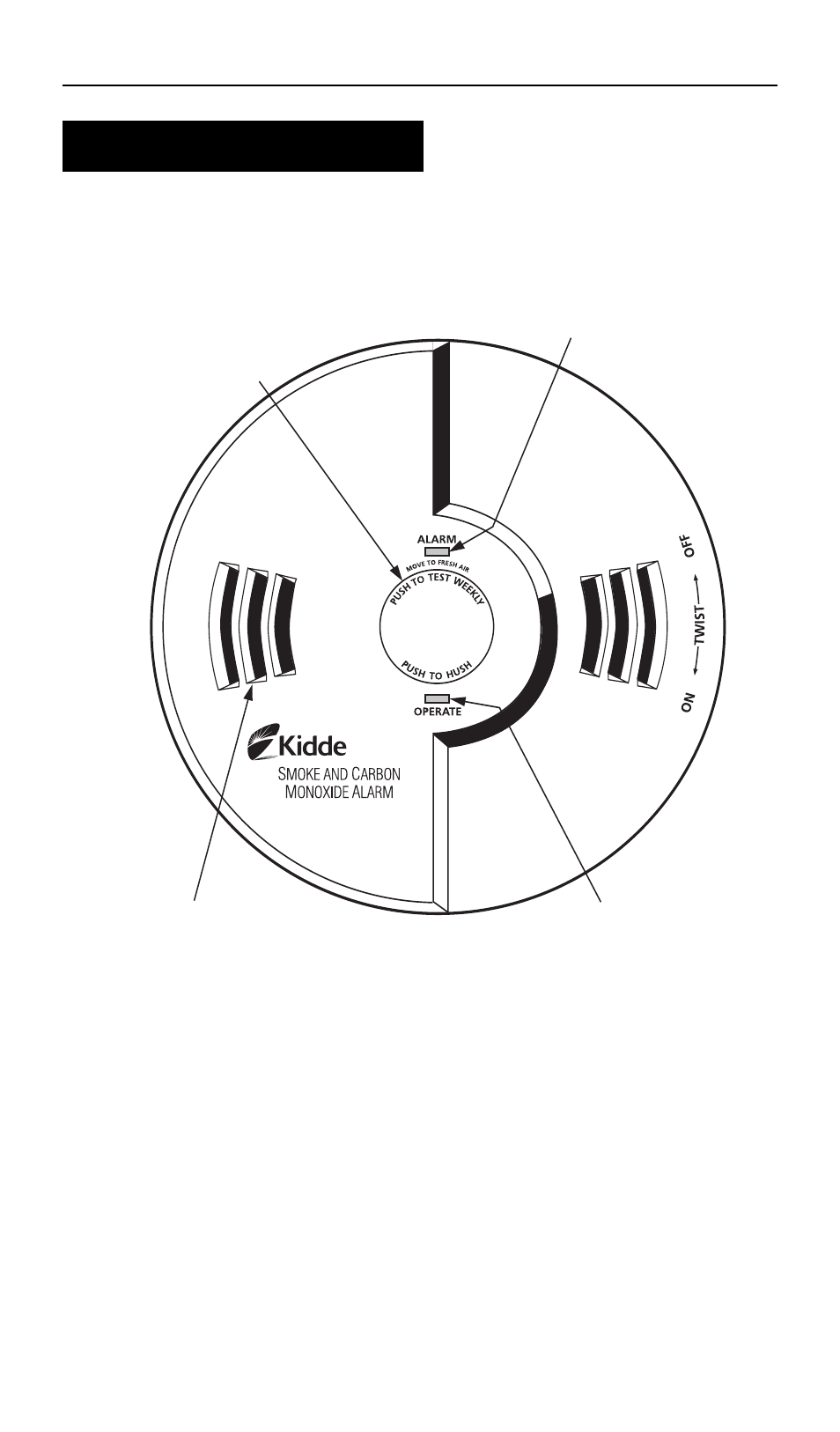 Parte frontal, Vista del producto | Kidde Combination Smoke and Carbon Monoxide Alarm KN-OOSM-IB User Manual | Page 37 / 67
