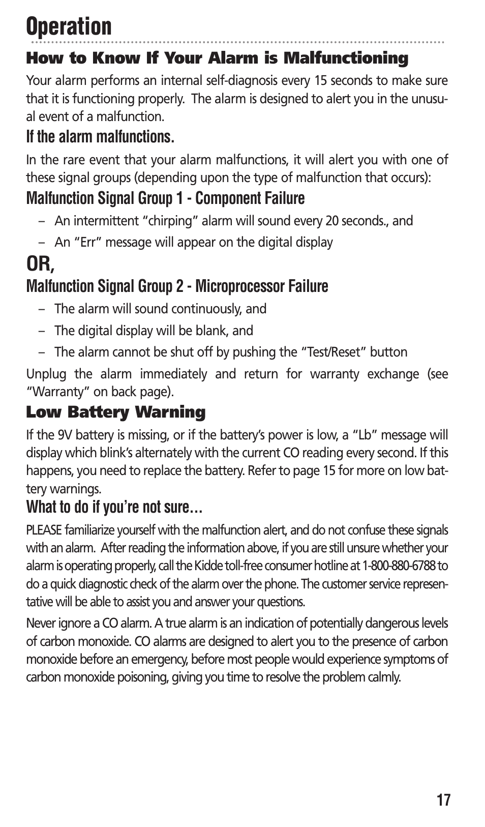 Operation | Kidde KN-COPP-3 User Manual | Page 17 / 32