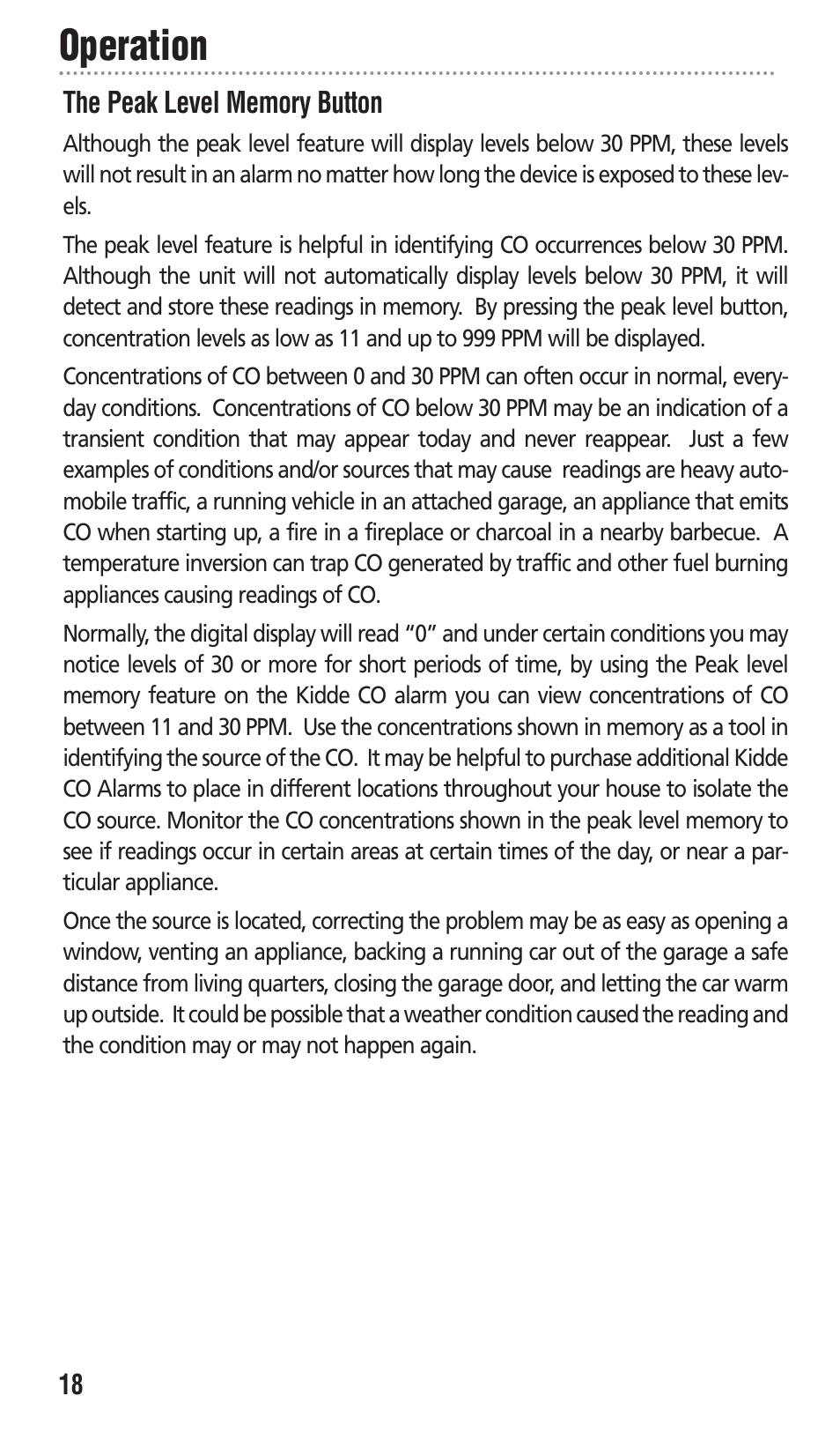 Operation | Kidde KN-COPP-3 User Manual | Page 18 / 32