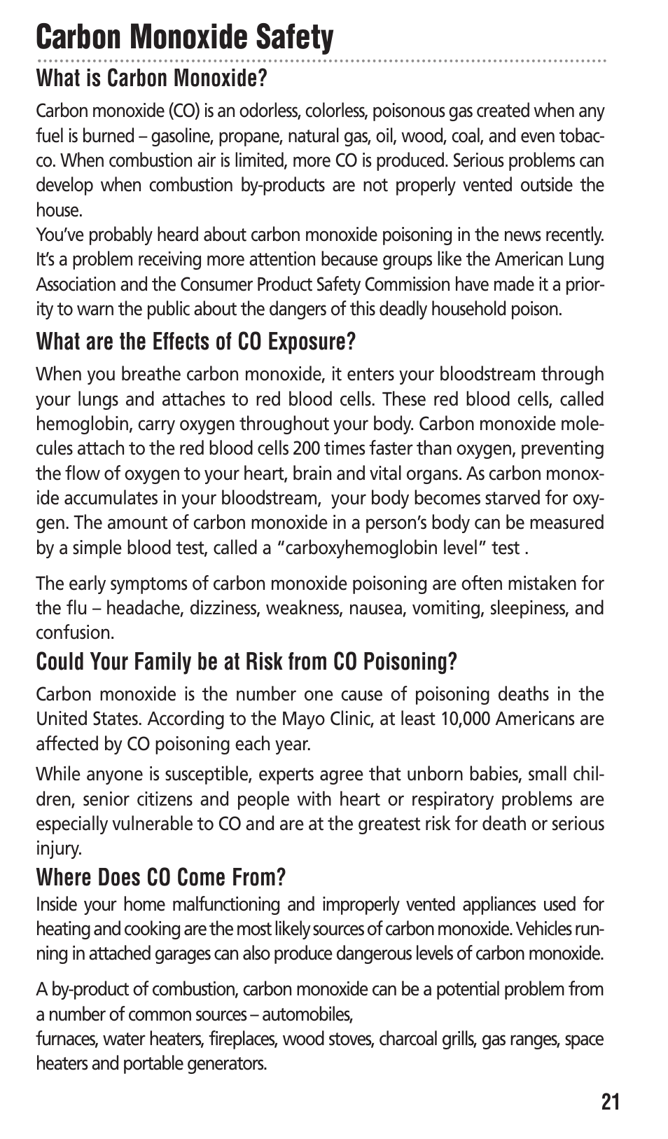 Carbon monoxide safety | Kidde KN-COPP-3 User Manual | Page 21 / 32