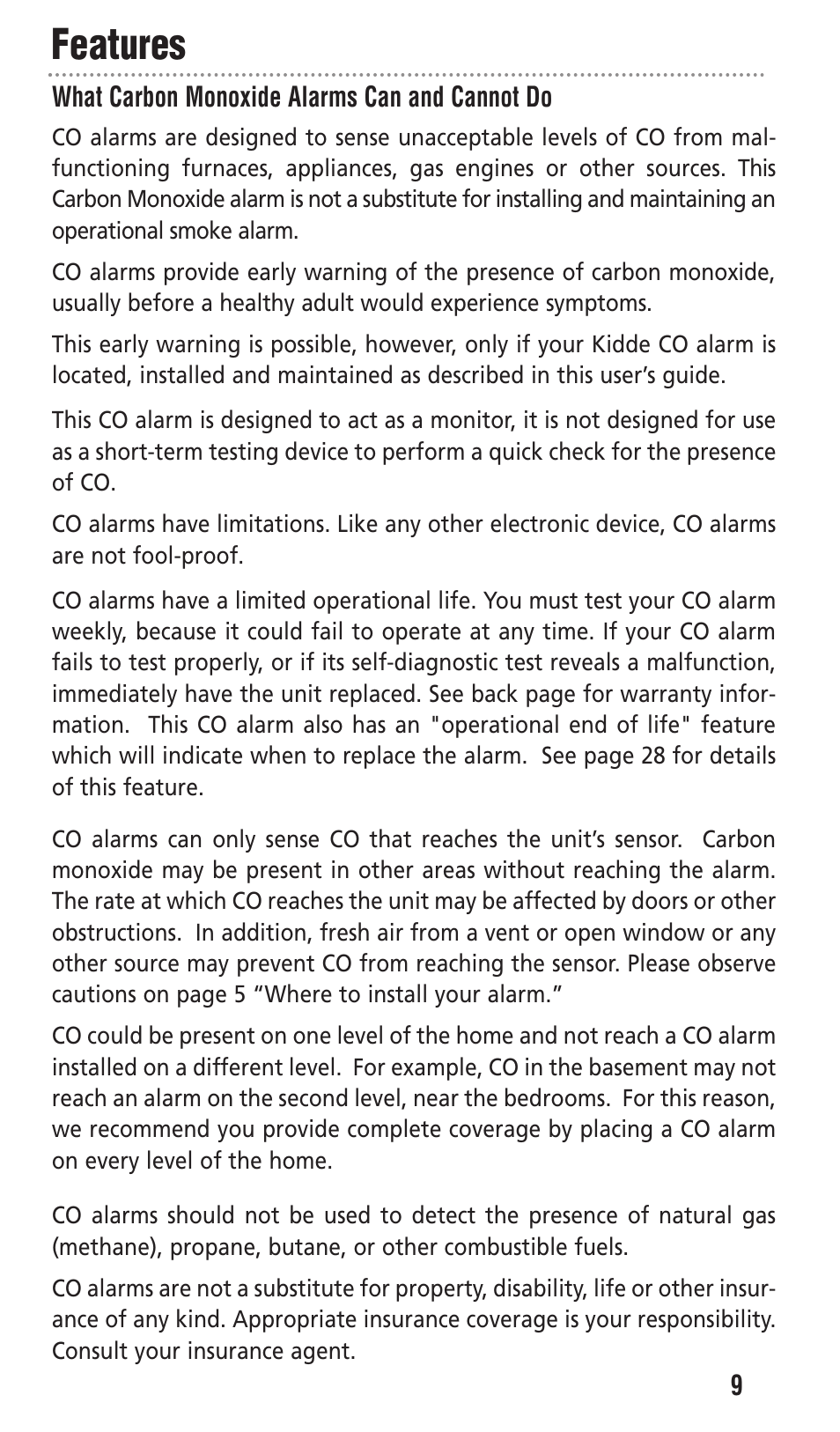 Features | Kidde KN-COPP-3 User Manual | Page 9 / 32