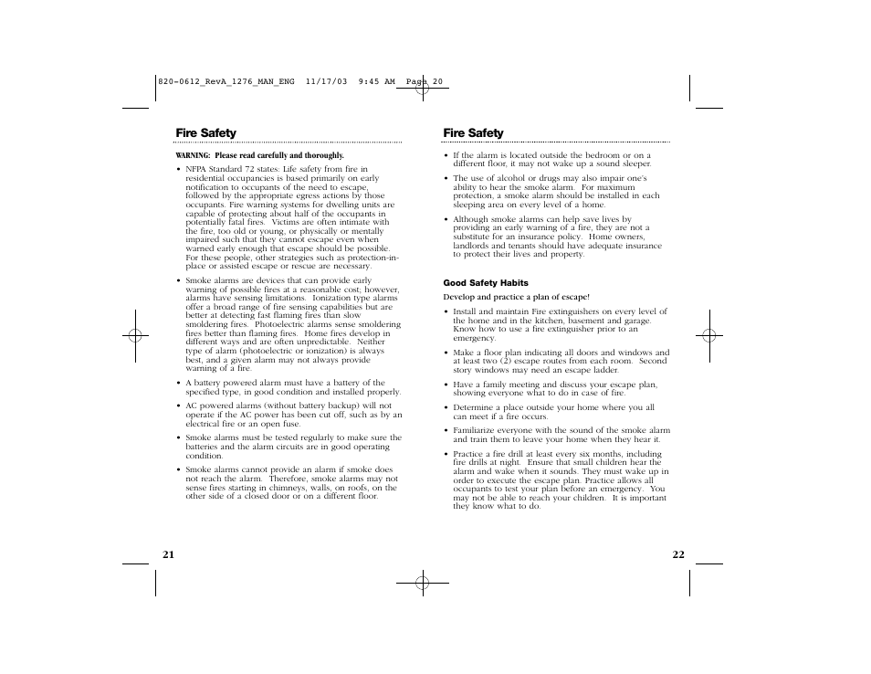 F i re safety | Kidde 1276CA User Manual | Page 12 / 14