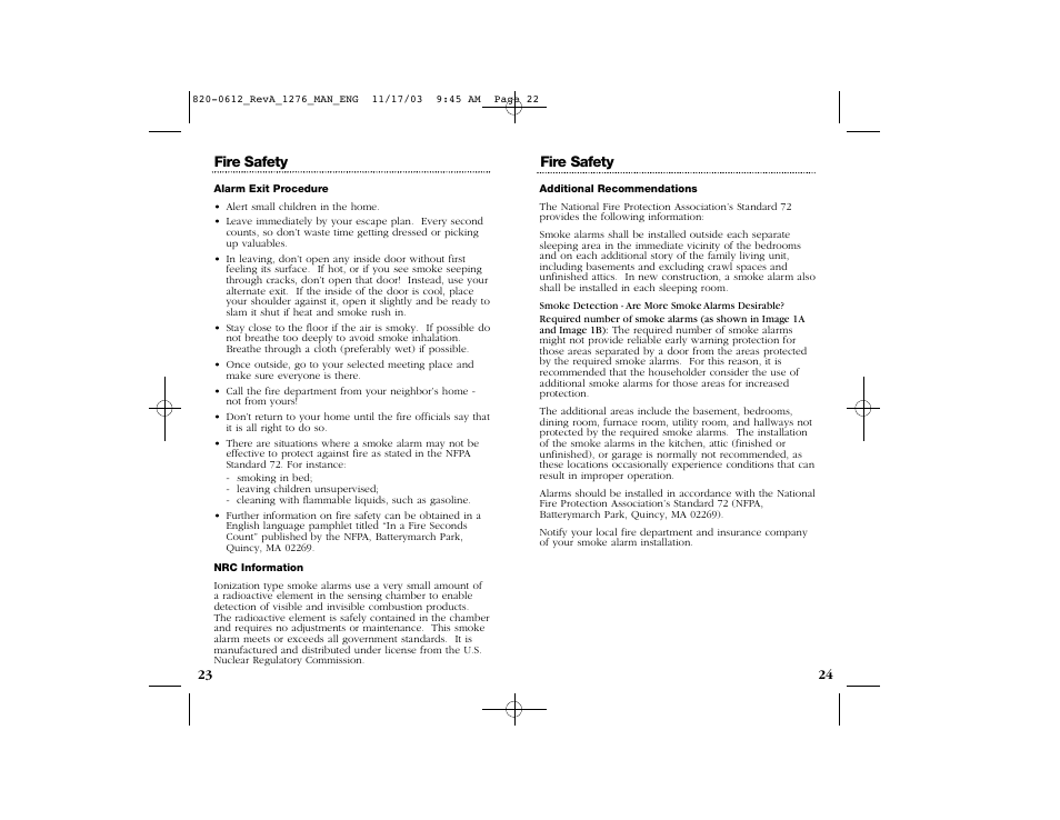 F i re safety | Kidde 1276CA User Manual | Page 13 / 14