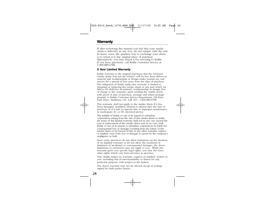 Kidde 1276CA User Manual | Page 14 / 14