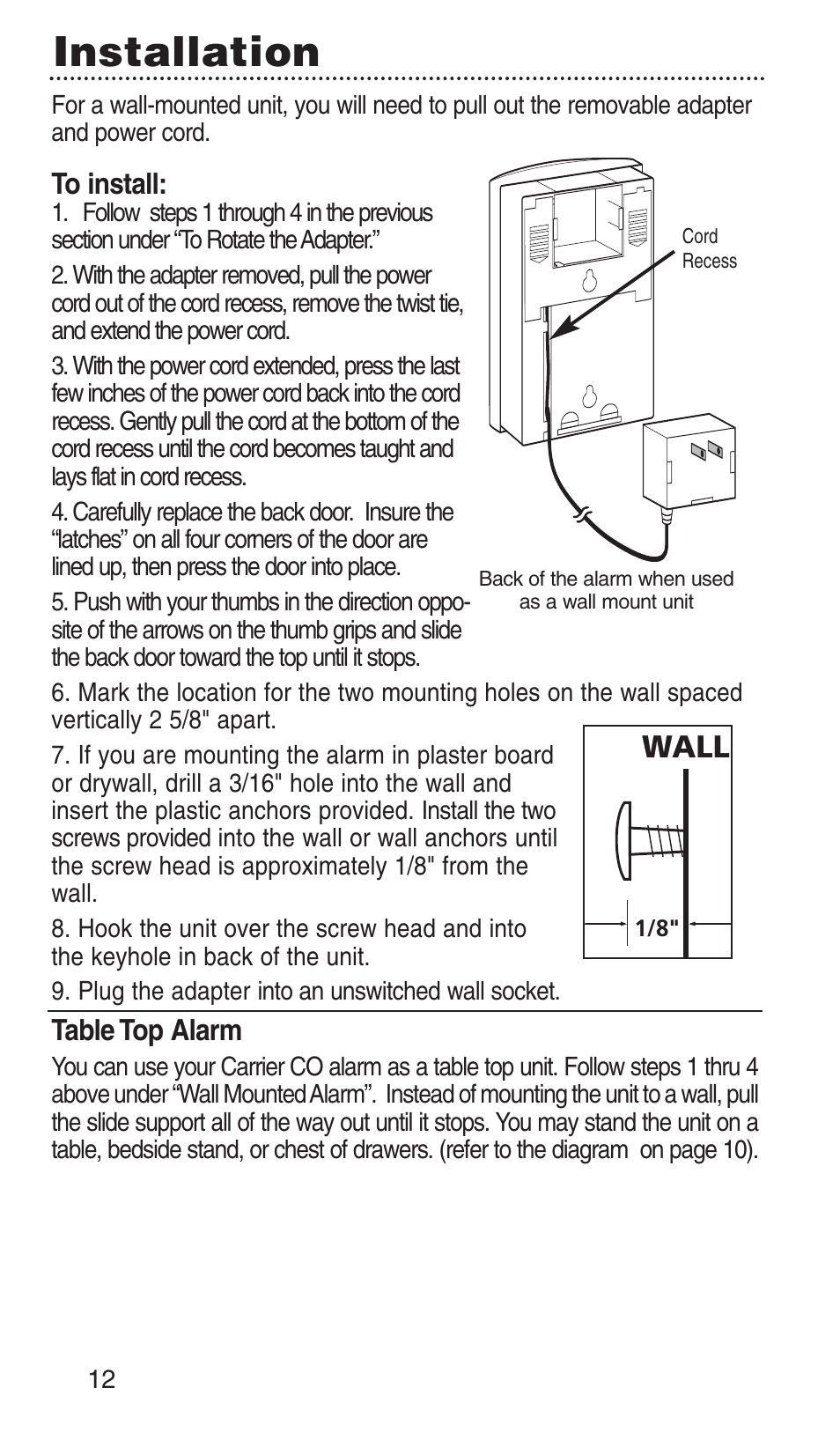 Installation, Wall | Kidde KN-COPP-3-RC User Manual | Page 15 / 35