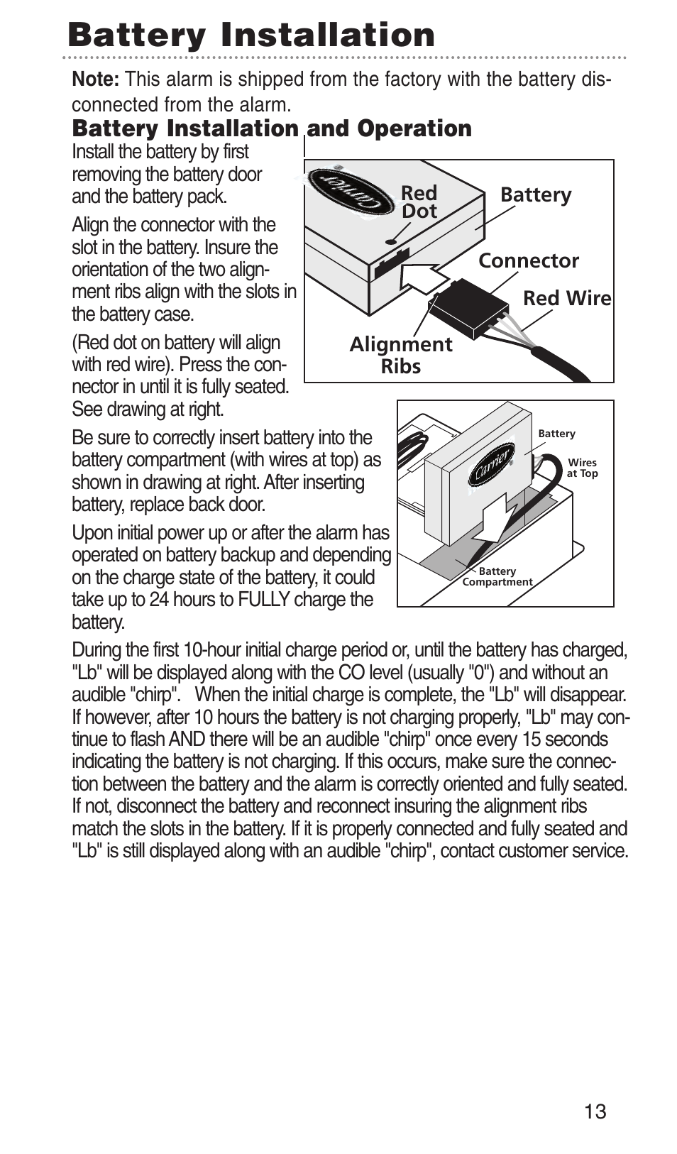 Battery installation, Battery installation and operation | Kidde KN-COPP-3-RC User Manual | Page 16 / 35
