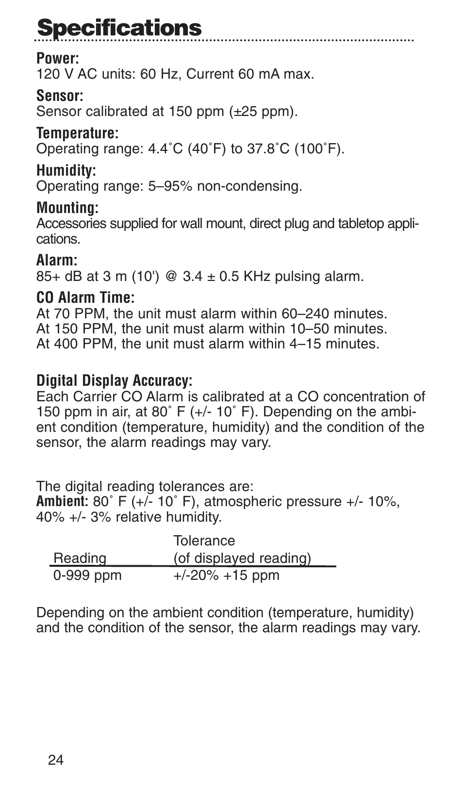 Specifications | Kidde KN-COPP-3-RC User Manual | Page 28 / 35