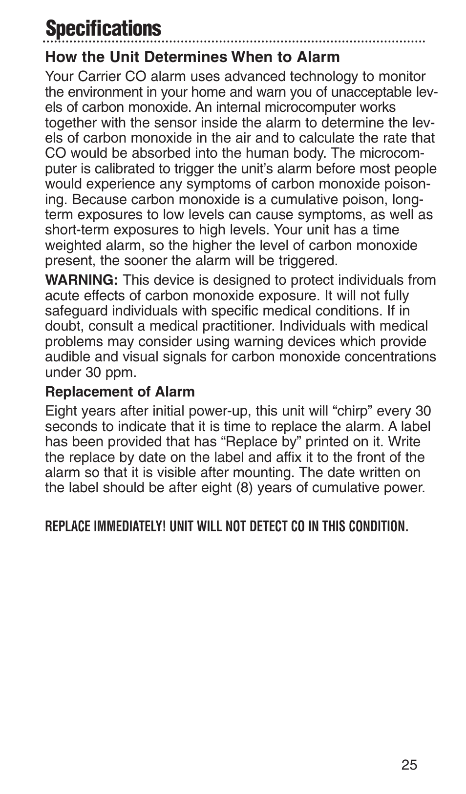 Specifications | Kidde KN-COPP-3-RC User Manual | Page 29 / 35