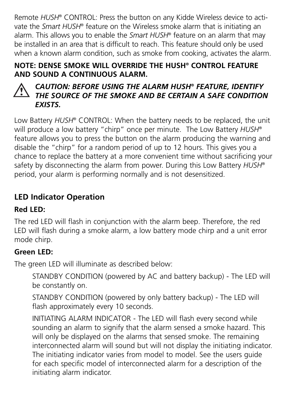 Led indicator operation | Kidde RF-SM-ACDC User Manual | Page 13 / 22