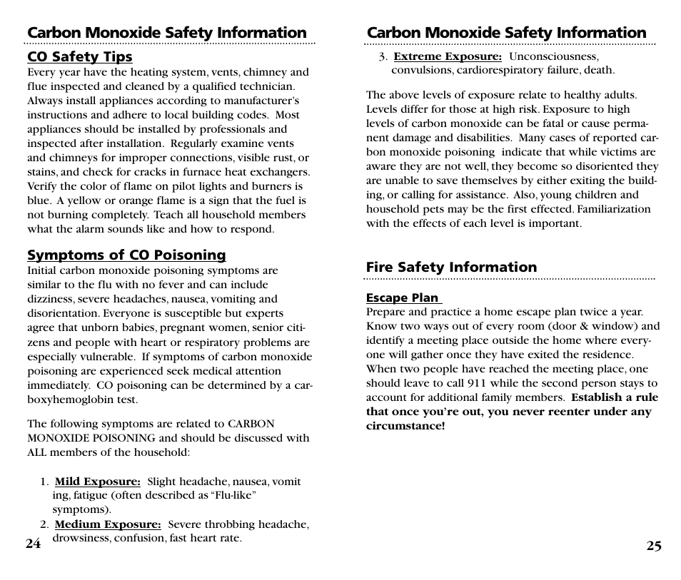 Carbon monoxide safety information | Kidde KN-COSM-B User Manual | Page 14 / 18