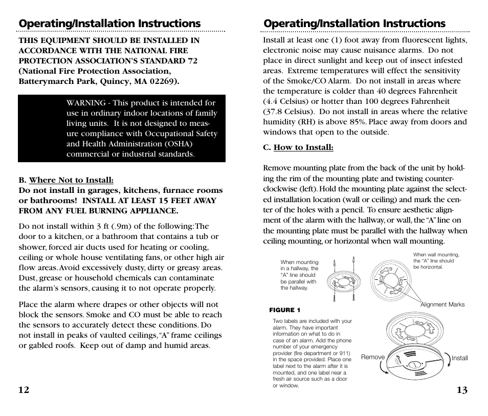 Operating/installation instructions | Kidde KN-COSM-B User Manual | Page 8 / 18