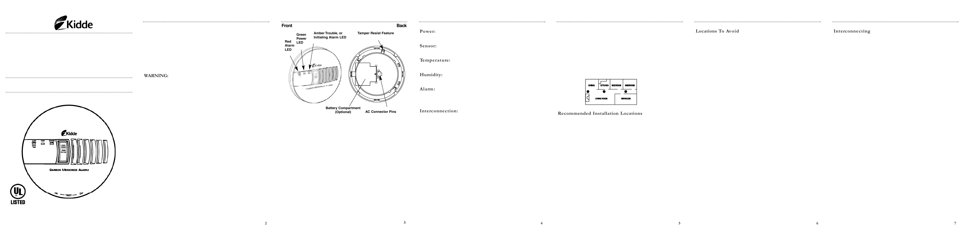 Arbon, Onoxide, Larm | Alarm manual, Illustration | Kidde P/N 900-0120 User Manual | Page 2 / 25