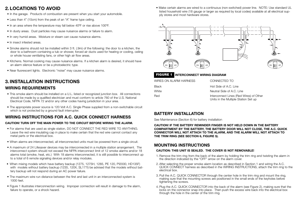 Locations to avoid, Installation instructions | Kidde PI 2000 User Manual | Page 3 / 7