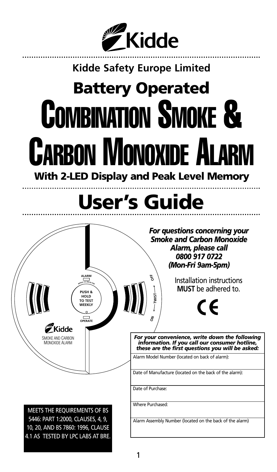 Kidde SMOKE AND CARBON MONOXIDE ALARM User Manual | 106 pages