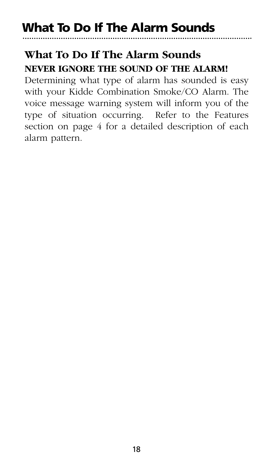 What to do if the alarm sounds | Kidde SMOKE AND CARBON MONOXIDE ALARM User Manual | Page 18 / 106