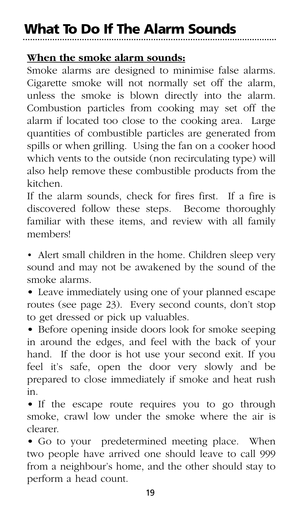 What to do if the alarm sounds | Kidde SMOKE AND CARBON MONOXIDE ALARM User Manual | Page 19 / 106