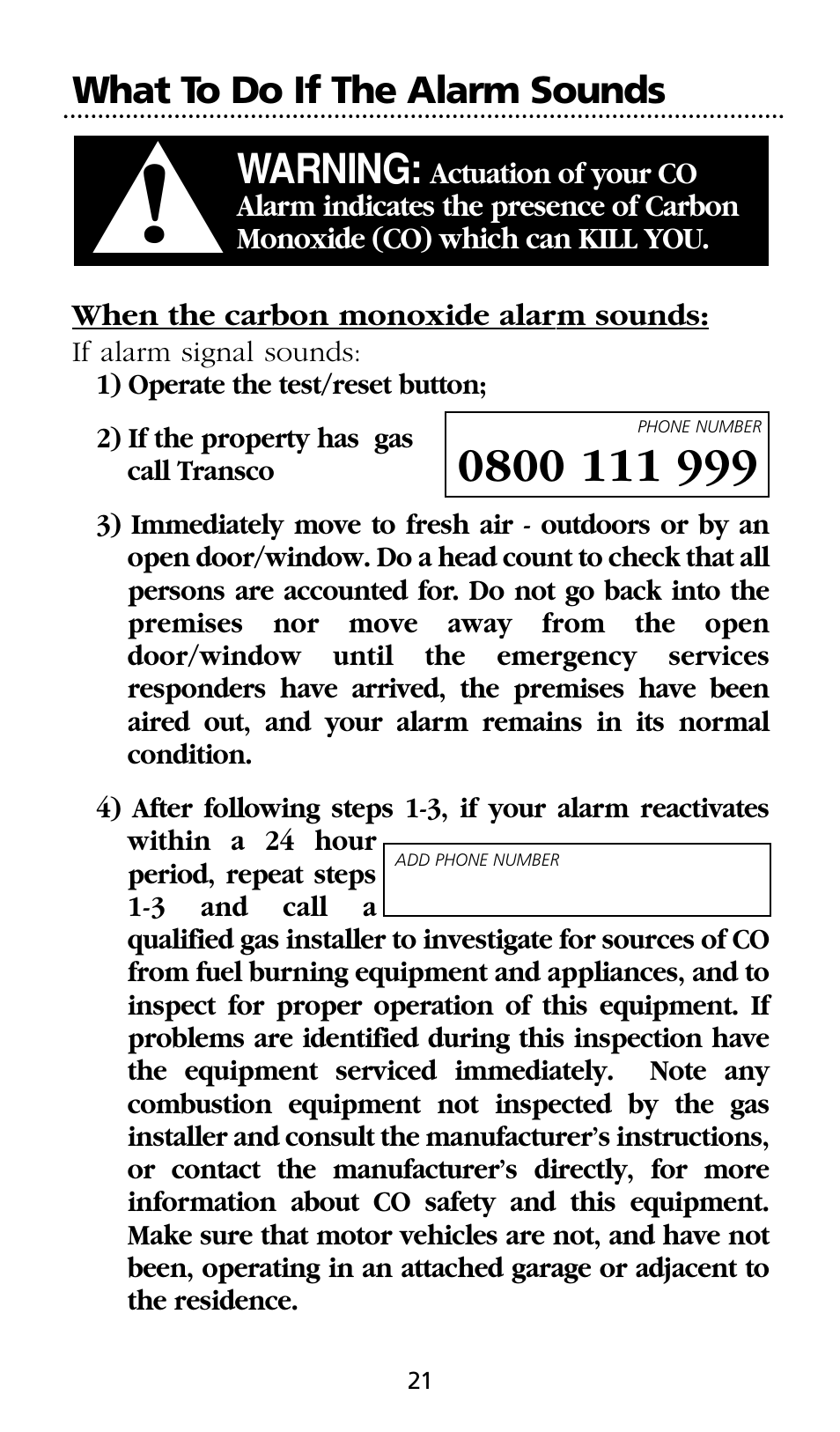 Kidde SMOKE AND CARBON MONOXIDE ALARM User Manual | Page 21 / 106