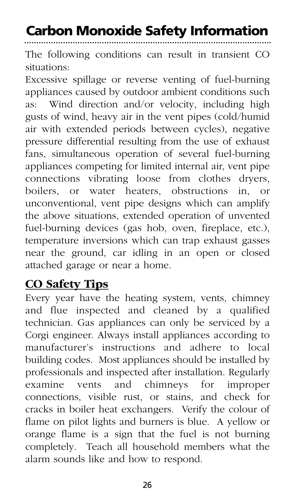 Carbon monoxide safety information | Kidde SMOKE AND CARBON MONOXIDE ALARM User Manual | Page 26 / 106