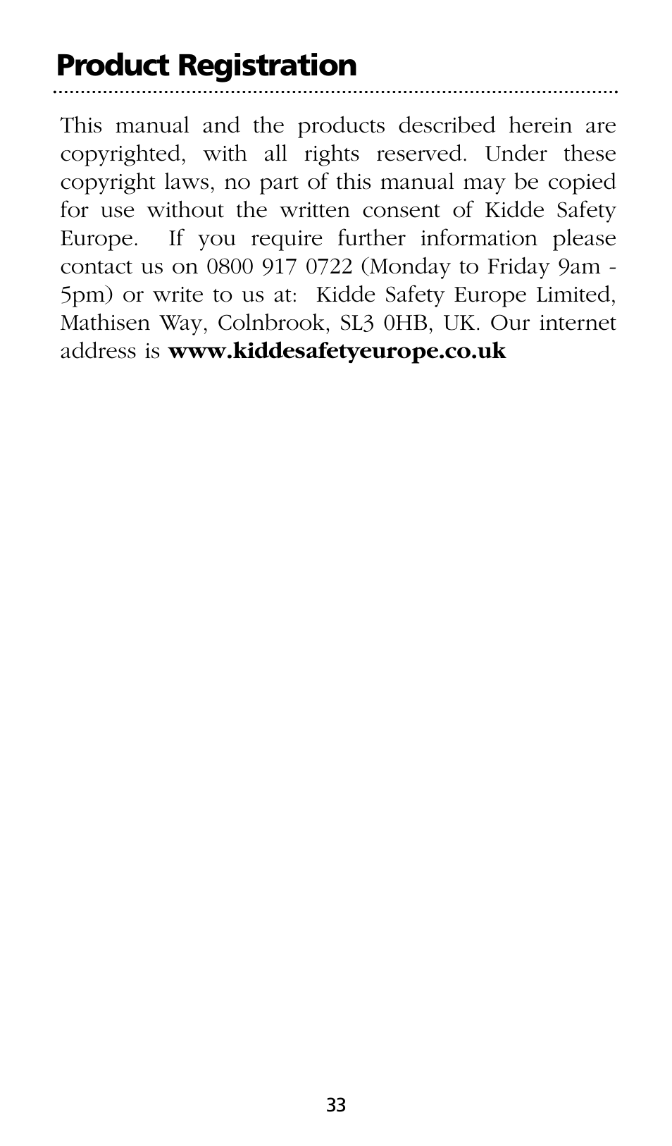 Product registration | Kidde SMOKE AND CARBON MONOXIDE ALARM User Manual | Page 33 / 106